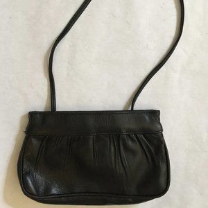 TEMMA DAHAN : BLACK Leather Convertible Clutch/Shoulder Bag